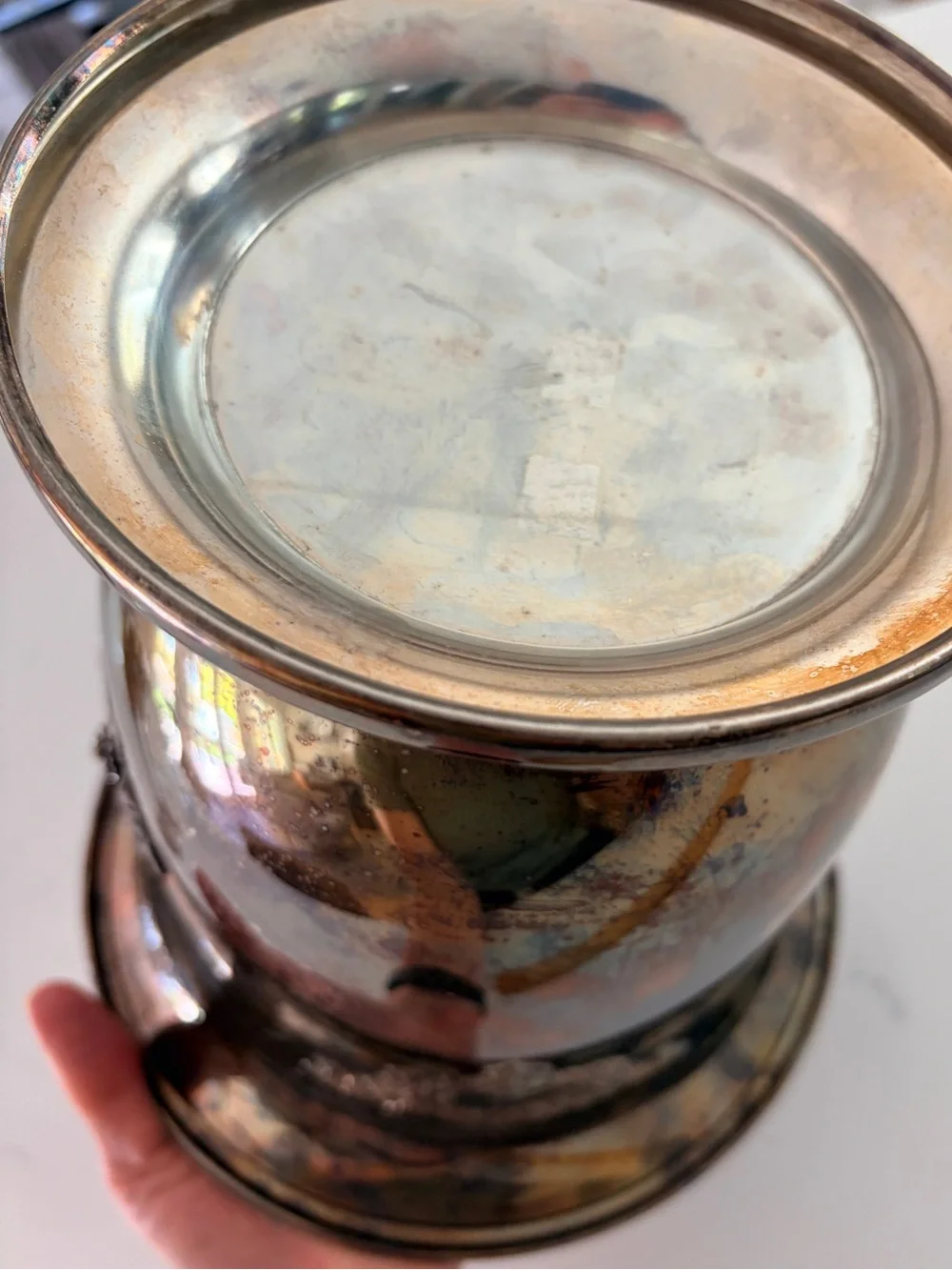 Vintage Silver-Tone Decorative wine bucket with Rhinestone Emblellishments